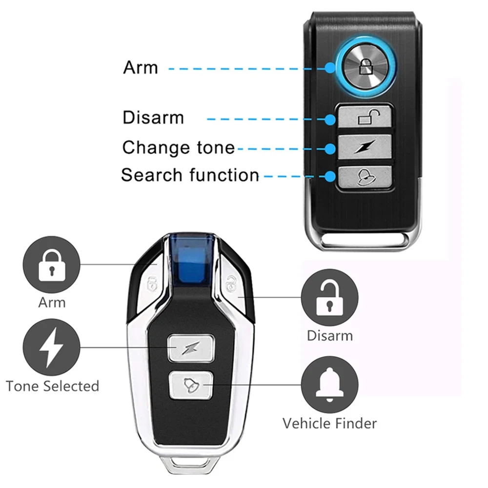 Awapow Wireless Remote Control For Bicycle Security Alarm Portable Waterproof Anti-theft Metal Motorcycle Bike Sensor