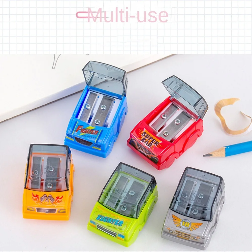 4 Stuks Cartoon Auto Potlood Slijper Dubbel Gat Kawaii Potlood Snijgereedschap Penknife Creatieve Student Briefpapier Studentenbenodigdheden