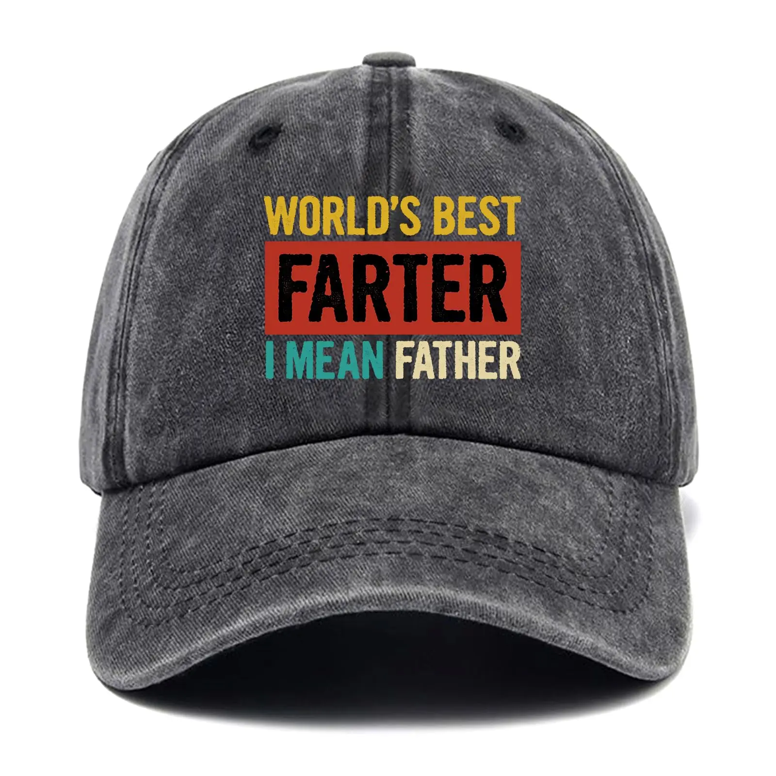 

World's Best Farter I Mean Father Funny Hats Baseball Cap Vintage Caps Men Dad Hat,Adjustable Cotton Baseball Cap for Men Black