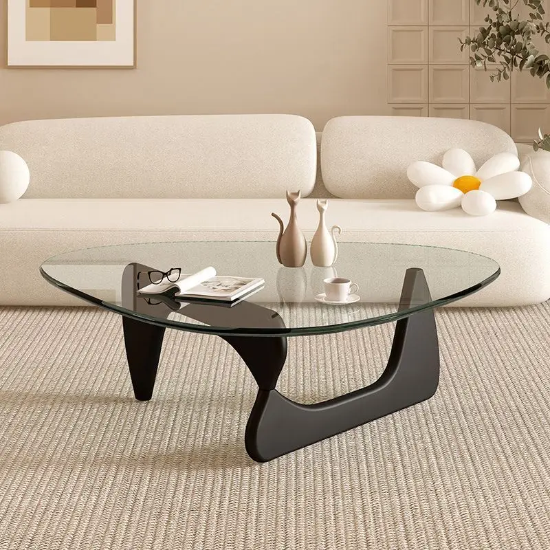 Solid Wood Glass Coffee Table, Living Room, Household Small Unit, Simple And Modern Creative Irregular Triangular Tea Table