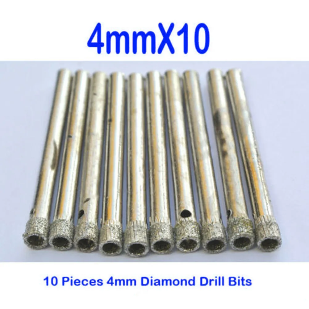 10-Pack 4mm Emery Coated Drill Bits for Glass Granite Tile Marble Ceramics Porcelain Quartz Sink Stucco Rock Slab Use