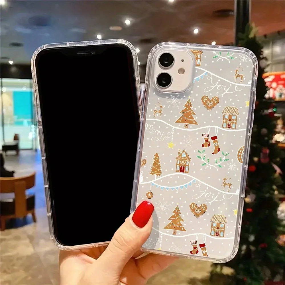 Cute Christmas Tree Gingerbread Aesthetic Transparent Phone Case for iPhone 17 16 11 XR 13 15 14 12 Pro Max XS XR 7 8 Plus Cover - náhled 6