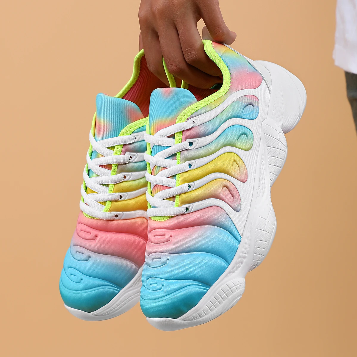 New Candy Color Women Soft Sole Bottom Sneakers Running Shoes Lady Hiking Shoes Couple AutumnRainbow Sports Shoes