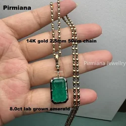 Pirmiana Custom Design 14 Yellow Gold 8.0ct Lab Grown Emerald Pendant Popular Black Gold Bezel SettingDesign