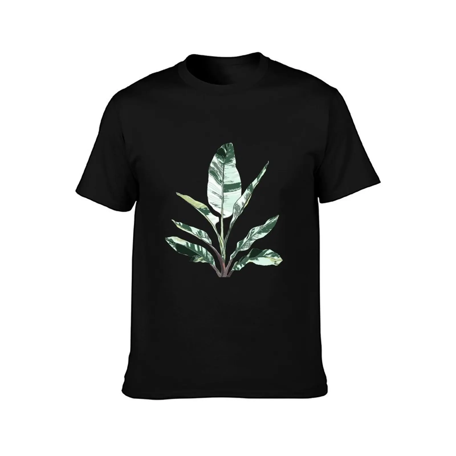 Variegated Banana Leaf Art T-Shirt, Summer Casual Cotton Tee, Oversized Streetwear Tops, Vintage Graphic Print, Unisex Men Women
