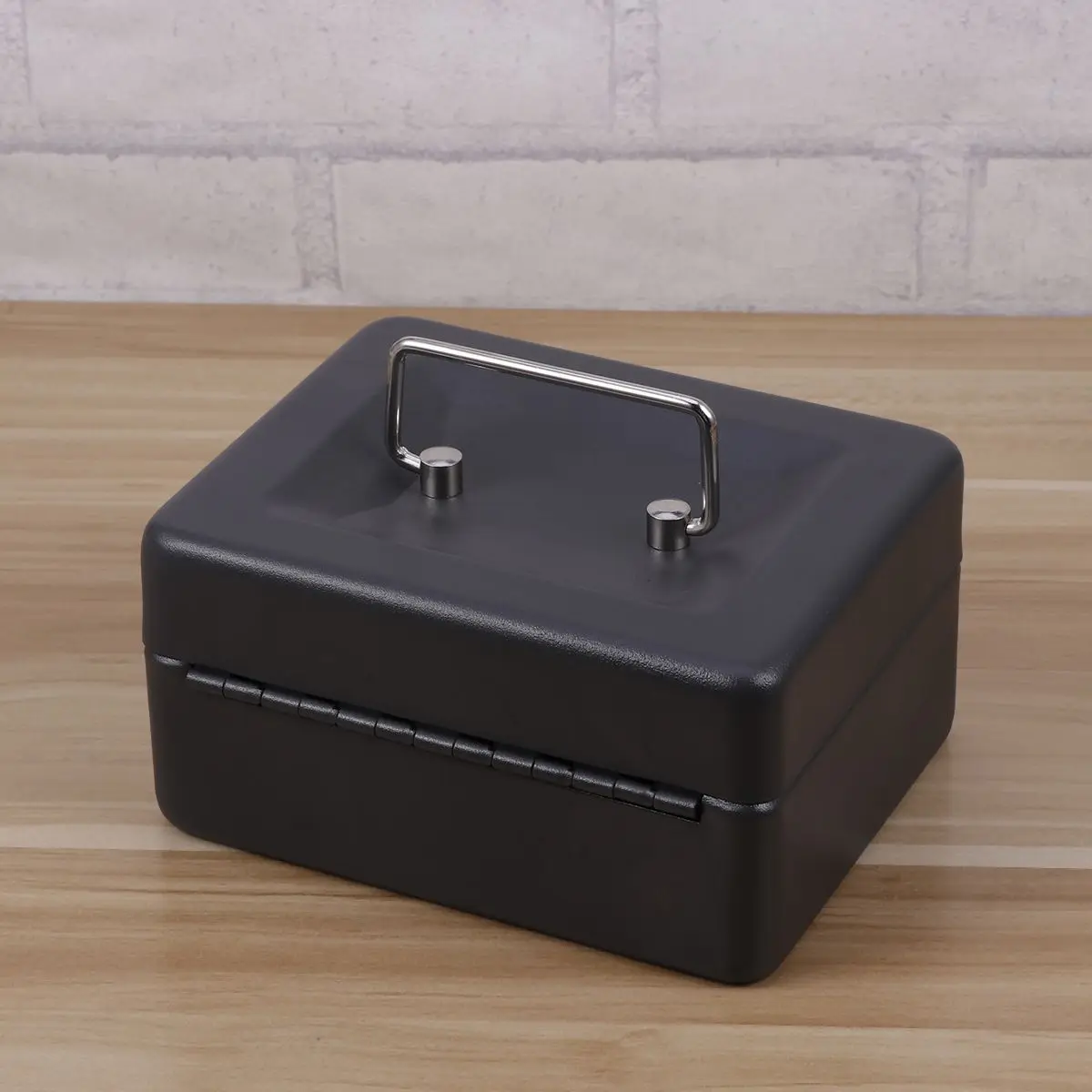 Thickened Metal Money Box Cash Organizer with Combination Lock Wooden Storage Container Case