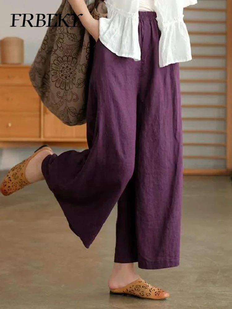 Pantalones de pierna ancha de nueve puntos para mujer, Pantalones rectos de calle sueltos e informales, pantalones de gran tamaño, ropa de calle de moda coreana, Verano