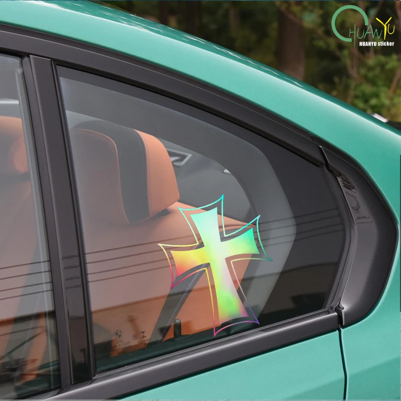 for Iron Cross Car Stickers Creative Sunscreen Occlusion Scratch Decals Waterproof Die Cut Refrigerator Car Accessories