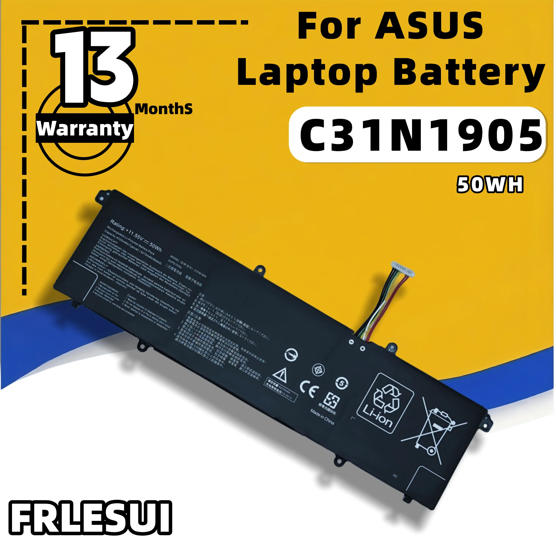 FRLESUI C31N1905 Replacement Laptop Battery For Asus adolbook13 adolbook14 2020, 11.55V 4335mAh 50Wh  Brand New,13M Warranty