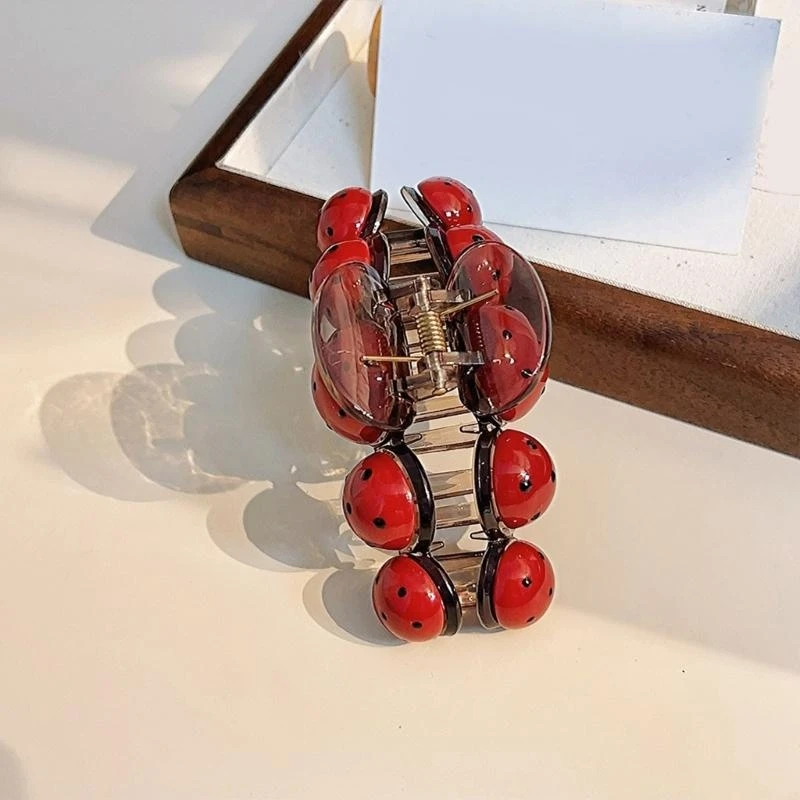 49MF Hair Claw Clip Ladybird Insect Hair Catch Barrettes Hair Jaw Clip Fun Insect