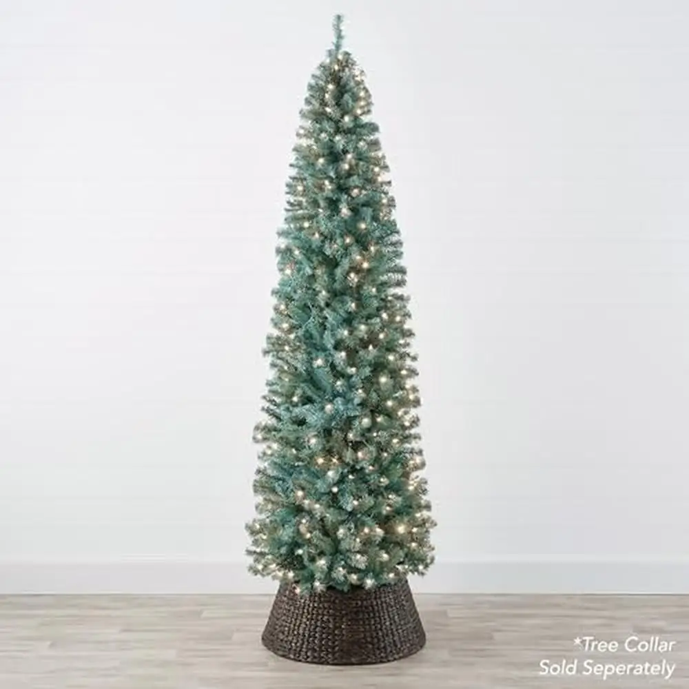 Blue Spruce Pencil Christmas Tree 7.5ft with 898 Tips 315 Incandescent Lights Metal Base