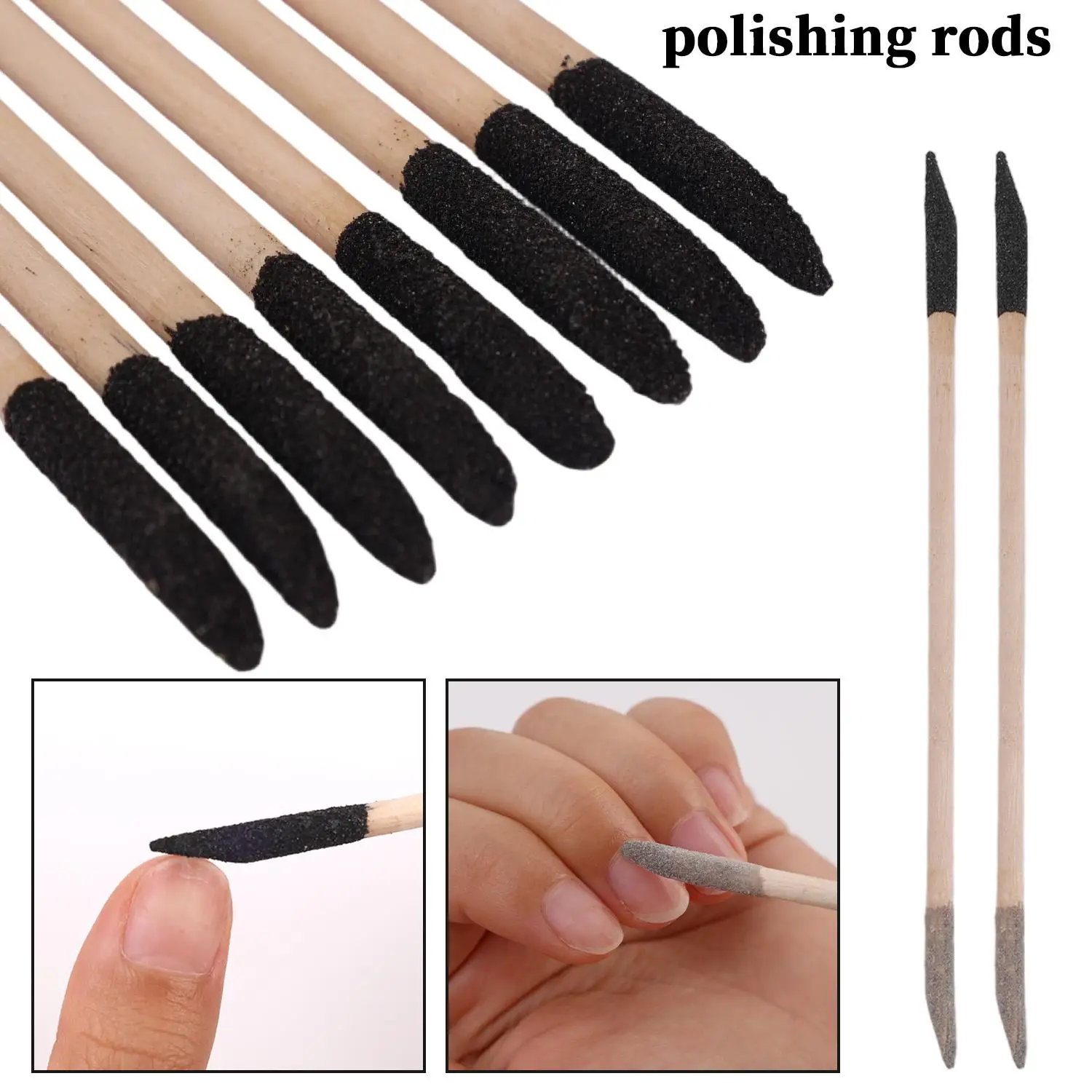 10/100pcs Double Side Sanding Wood Sticks Manicure Removing Fake Nails Rhinestones Dotting Cuticle Pusher Nail Pedicure Tools