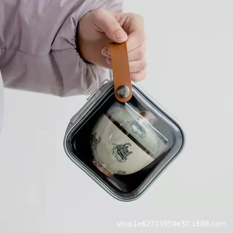 

Travel Tea Set Portable Bag Quick Cup One Pot Three Cups Outdoor Portable Tea Cup Teapot Set Kung Fu Tea Set