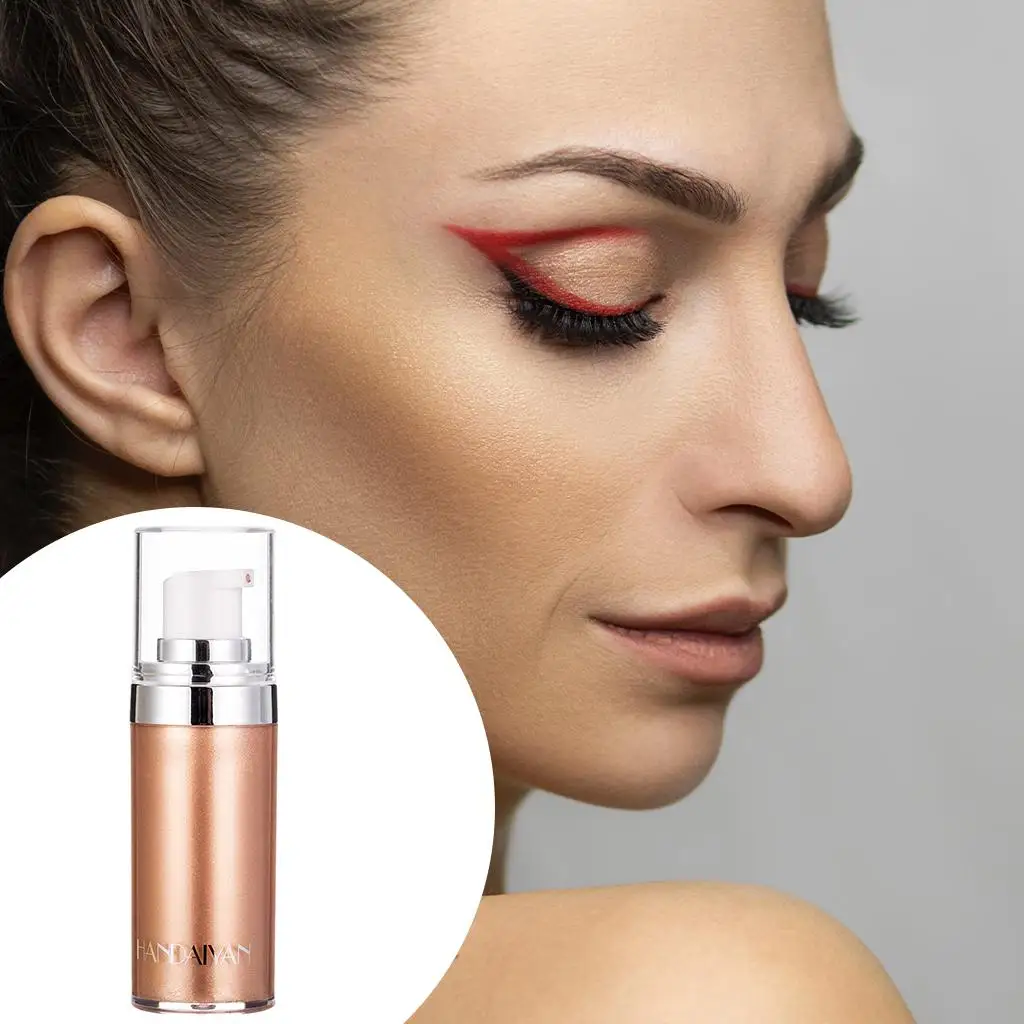 Iluminador resaltador líquido con purpurina, imprimación de maquillaje, brillo duradero para rostro y cuerpo
