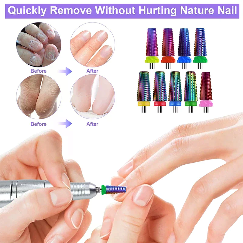 5 في 1 الأرجواني المهنية كربيد التنغستن مسمار لقمة ثقب آلات تقطيع ل هلام الاكريليك إزالة أدوات مانيكير الملحقات #2