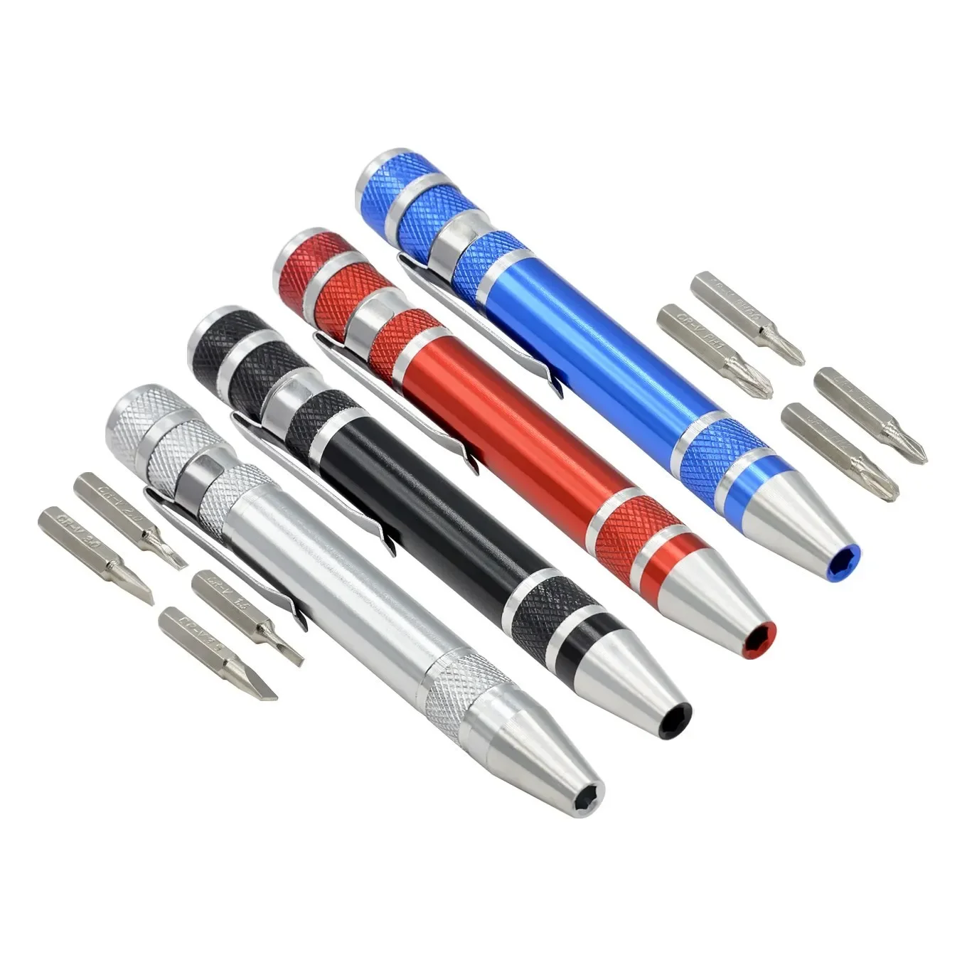 Hot Portable 8 in 1 Aluminum Pen Style Screw Driver Multi-Tool Precision Mobile phone Repair Tool Kit Screwdriver Set Bits