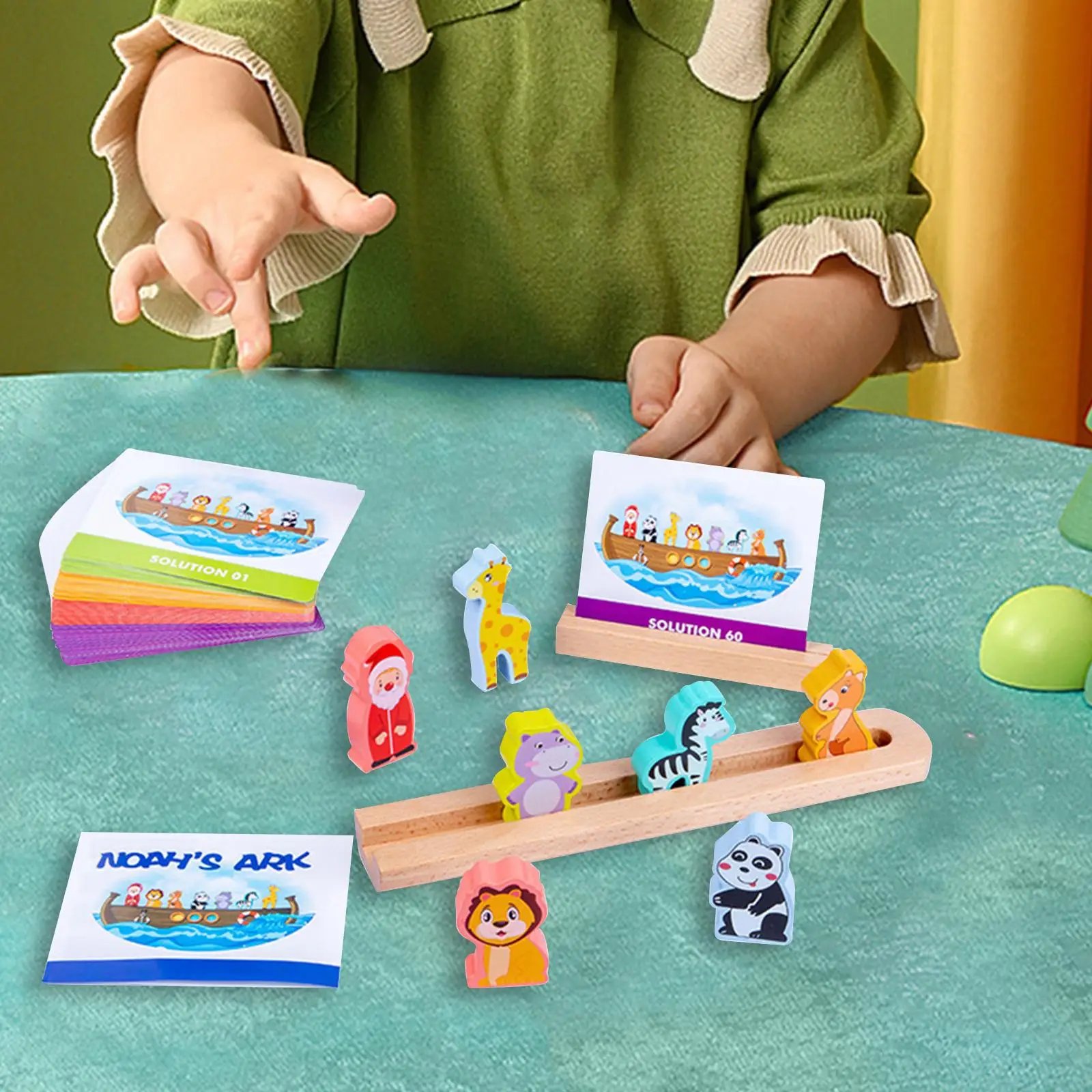 

Wood NOAH Ark Toy Set Montessori Toy Building Blocks Toy Educational Animal Toy Shape Sorter for Activities Early Learning