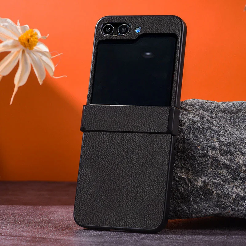 Luxury Business Style Retro Litchi Pattern Case For Samsung Galaxy Z Flip 7 6 5 4 3 5G Flip7FE Ultra Thin Hard Shockproof Shell