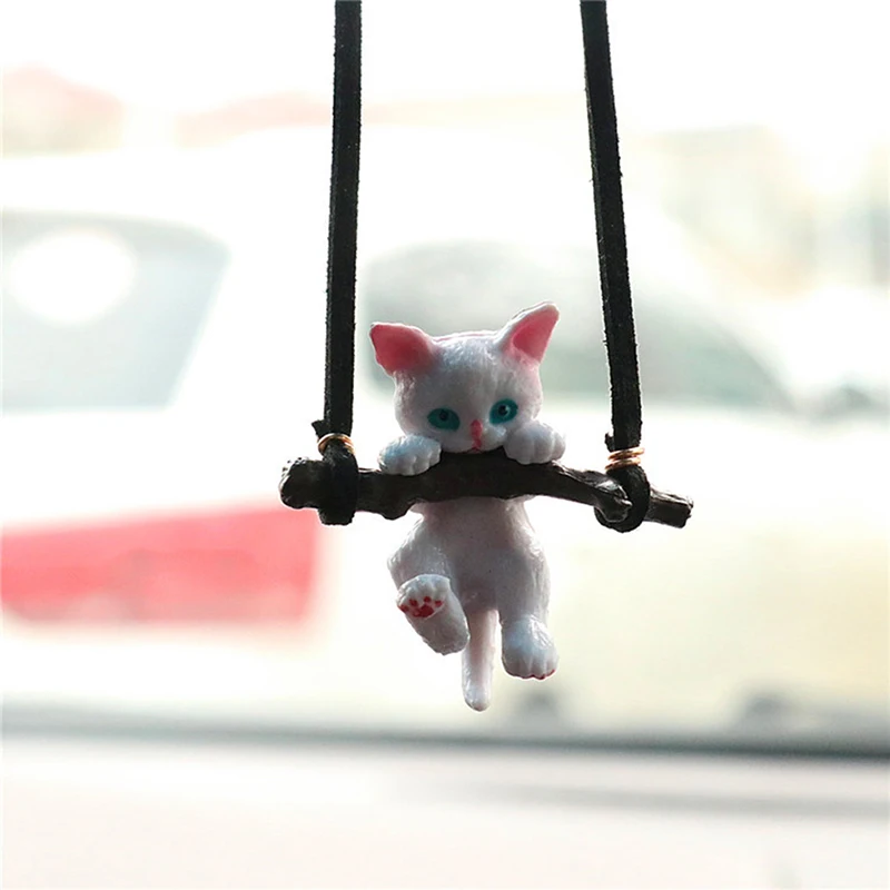 1 Pc Car Pendant Creative Cute Branch Cat Rearview Mirror Pendant Car Interior Decoration Car Interior Accessories