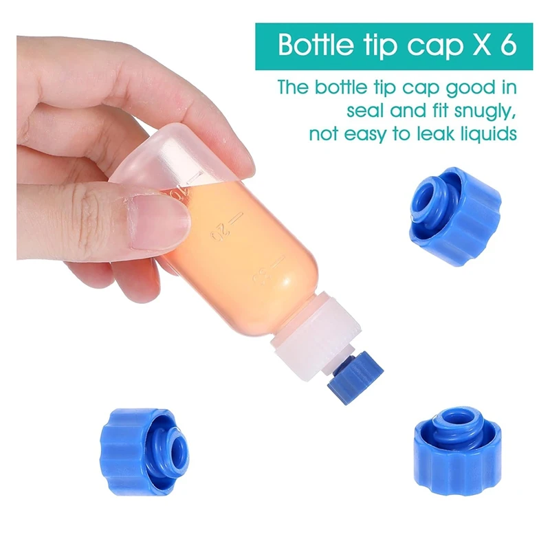 AT19-6Pcs زجاجات ضغط ذات طرف إبرة، زجاجة قطارة بلاستيكية قابلة للعصر 30 مل، 14Ga 16Ga 18Ga 20Ga أطراف إبرة حادة للغراء