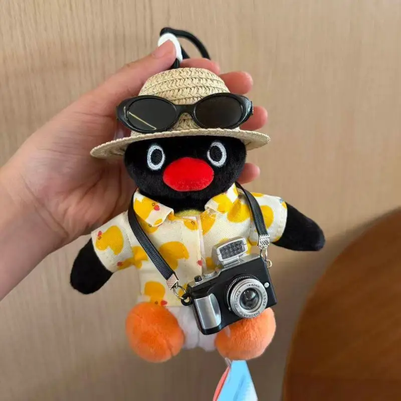 Youmai 12Cm Straw Hat Pingu Cross-Dressing Honey Bear Painter Keychain Backpack Belt Dual Purpose Plush Pendant Classmate Gift