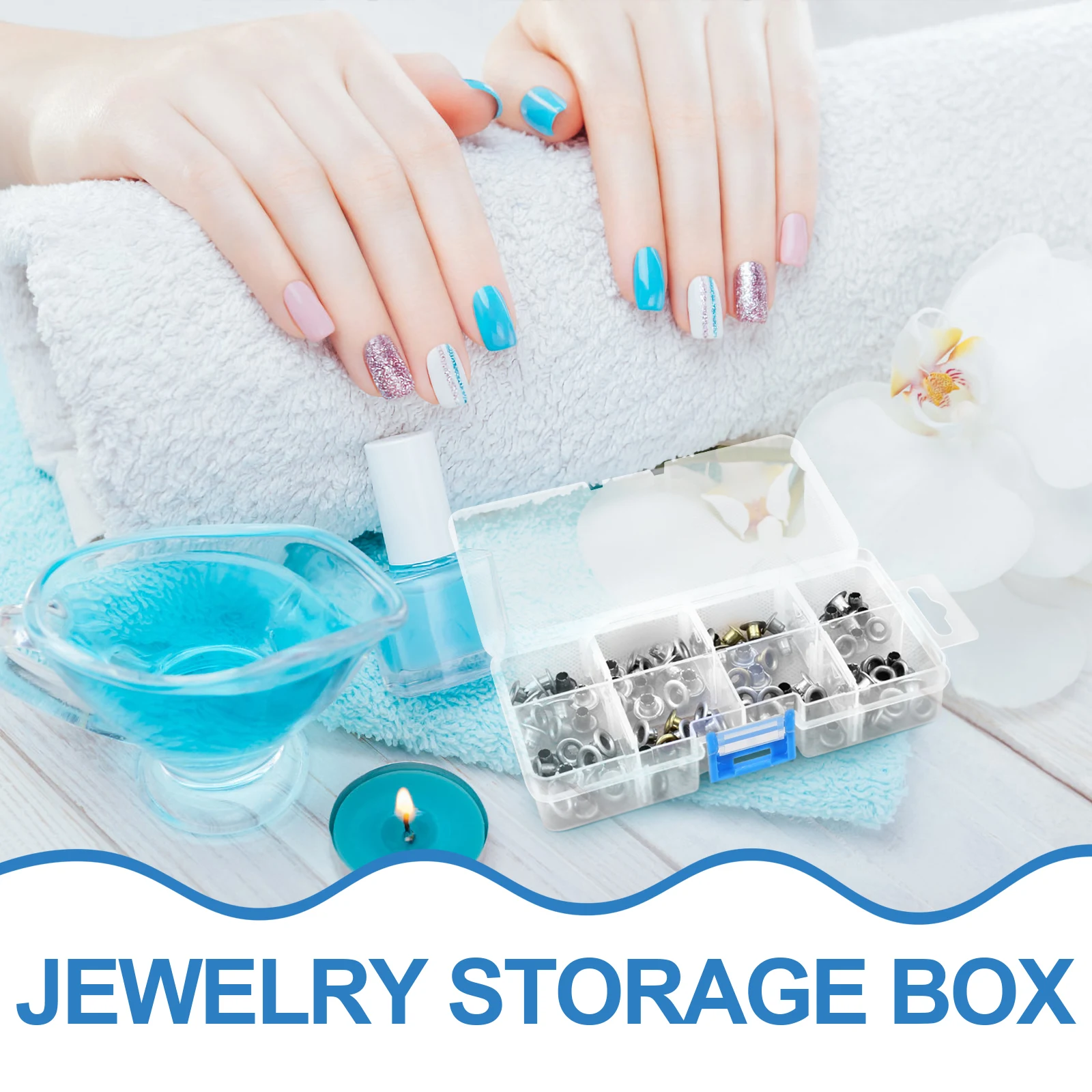 

Compartments Jewelry Makeup Stand 8 Grids Lightweight Sturdy Storage Box Organizer For Earrings Necklace Desktop Decor