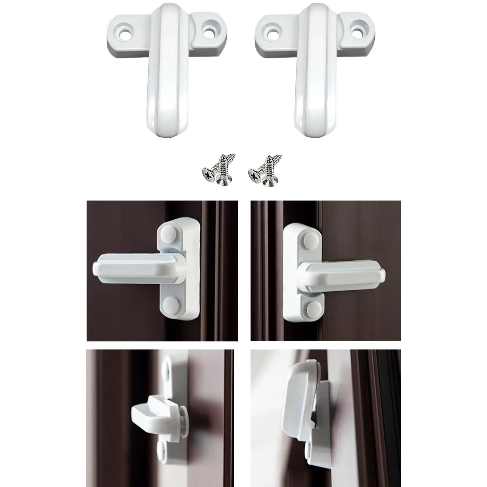 2Pcs Window Latch Locks Window Anti Steal Lock, Aluminum Alloy Sliding Window Locks Window Sash Jammer Lock for Public