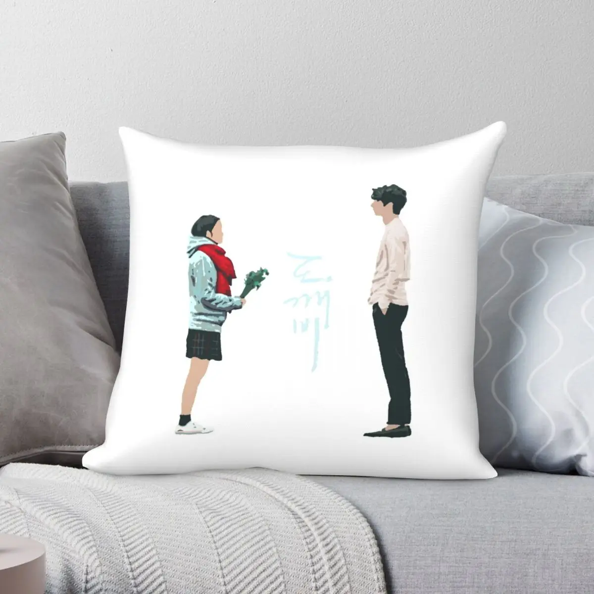 Goblin Kdrama Square Pillowcase Polyester Linen Velvet Creative Zip Decor Pillow Case Car Cushion Cover 45x45