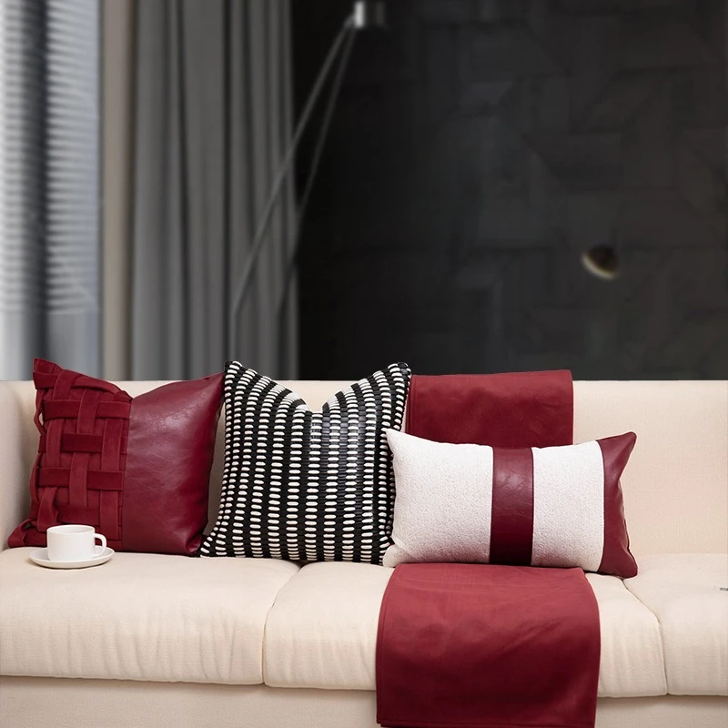 30X50/45X45CM Red Black Throw Pillow Cover Modern Light Luxury Stamping Waist Cushion Cover Decor Home Decorative Pillowcase