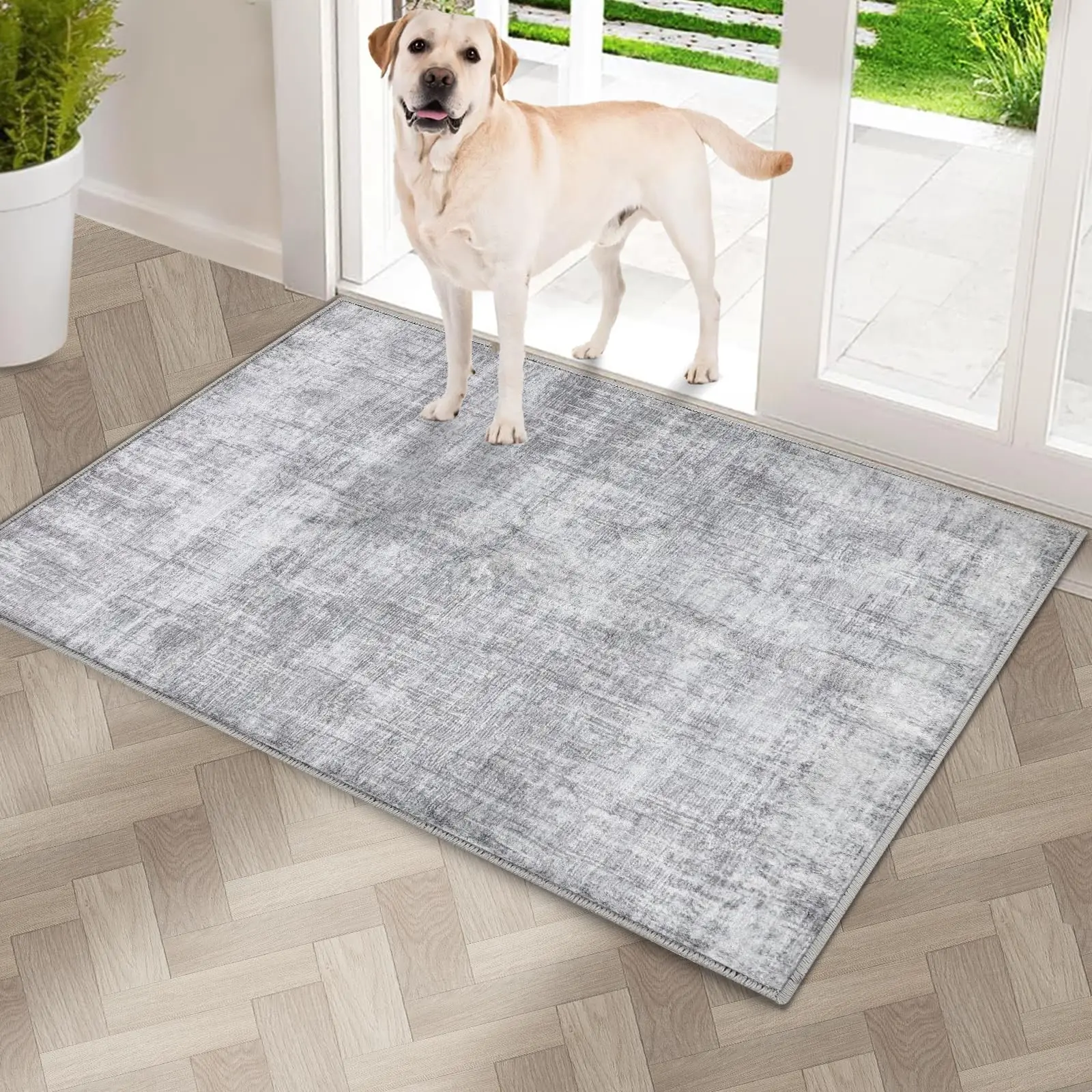 

Soft Door Mat Front Door Mat Indoor for Entrance Faux Wool Absorbent Non Slip Modern Throw Rug