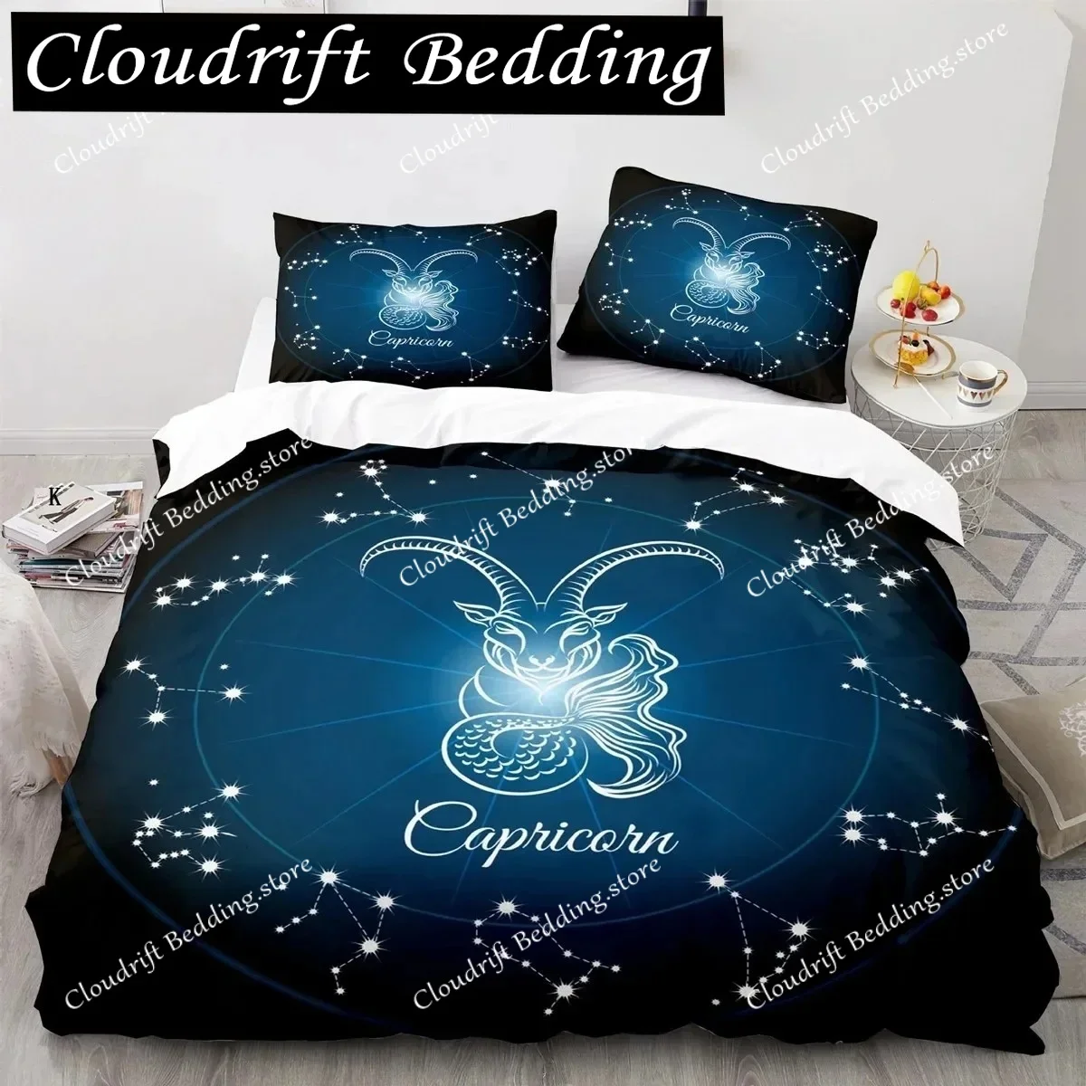 Galaxy Theme Constellation Duvet Cover Set Aries Twin Bedding Set King Size Polyester Polyester Quilt Cover