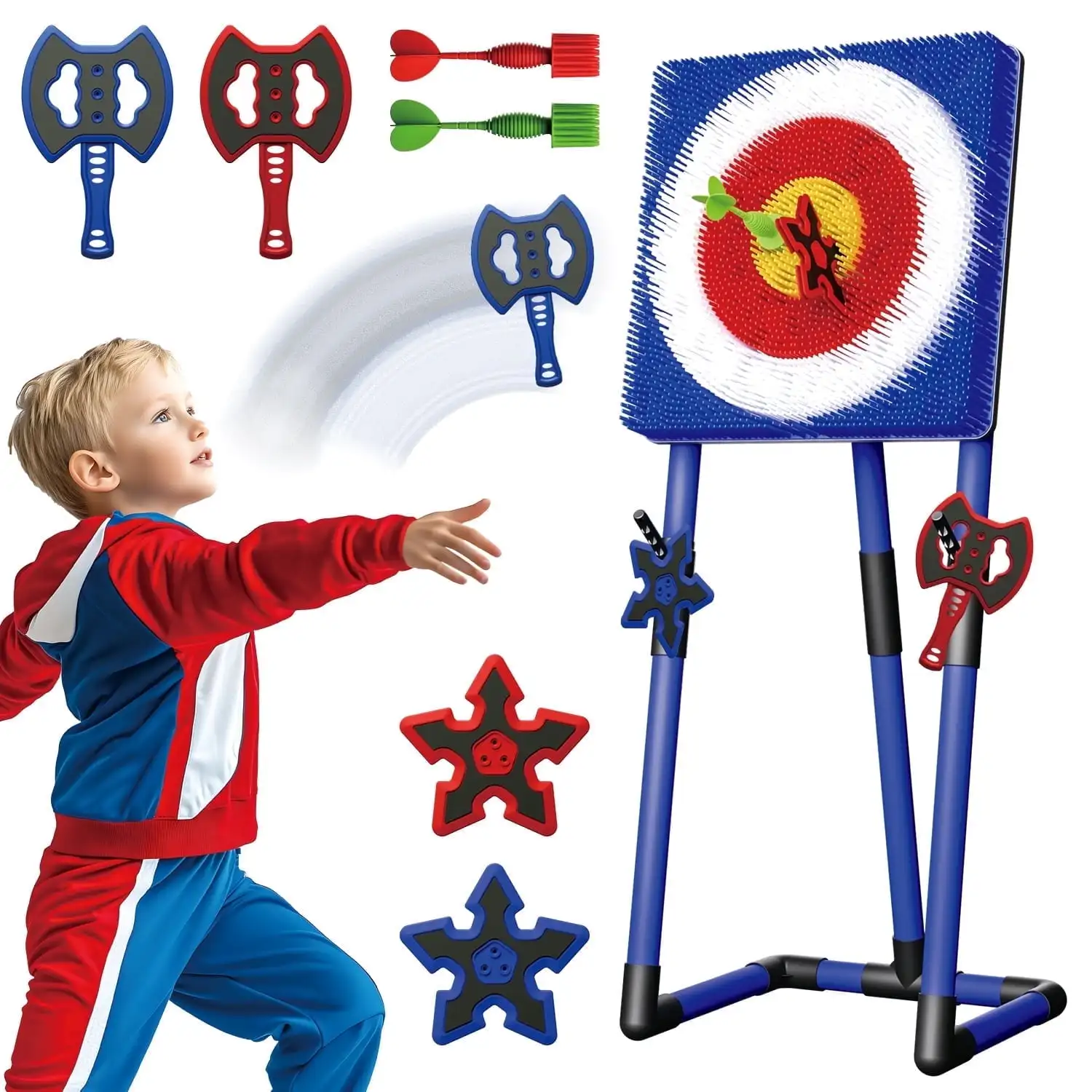 Axe Throwing Bristle Target with Throwing Axes Darts Set Axe Throwing Game for Backyard Indoor Outdoor Yard Games Carnival Games