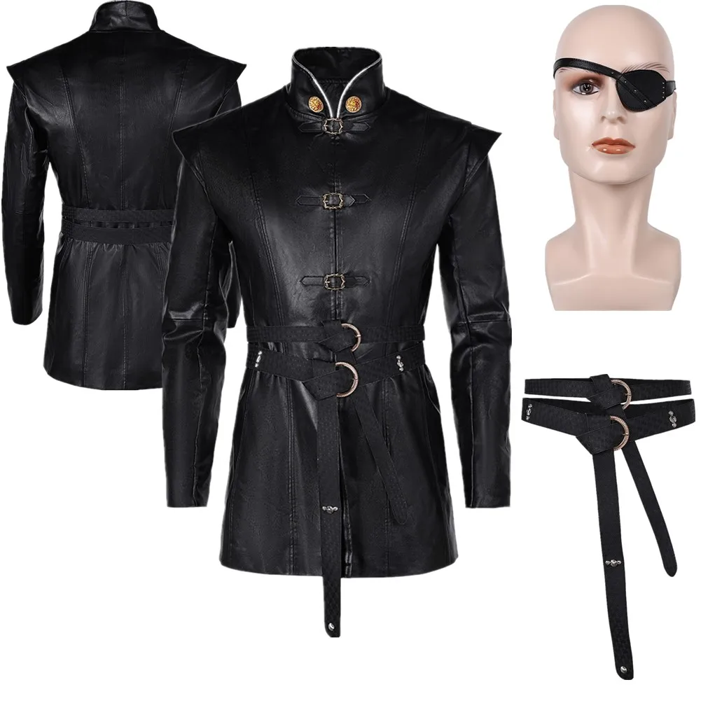 Aemond-Manteau Cosplay Kokor Prince pour Homme, Veste Homme, Ceinture, Film Dragon Roleplay, Vêtements Masque pour les Yeux, ixd'Halloween, Plis Trempé