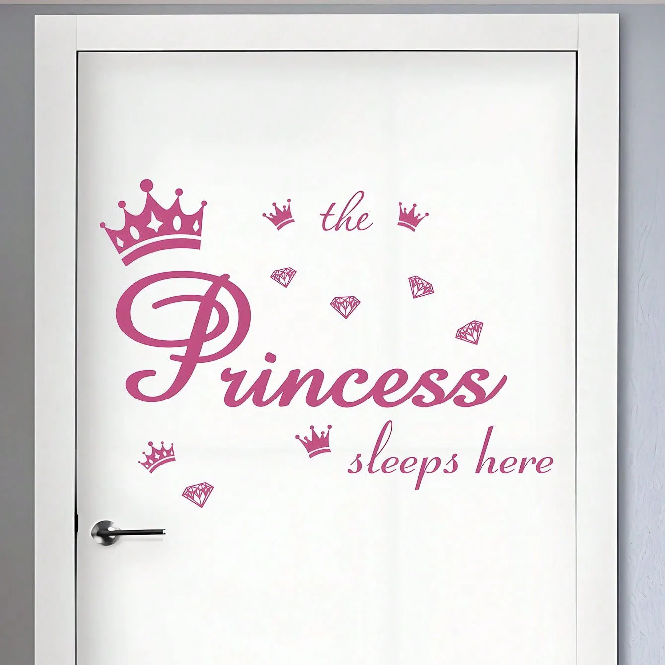 Kronen-Diamant-Wandaufkleber Prinzessin Schlafet Hier Wandsticker Abnehmbare DIY Wandbilder Vinyl-Aufkleber für Mädchenzimmer Wohnzimmer – Detail 2