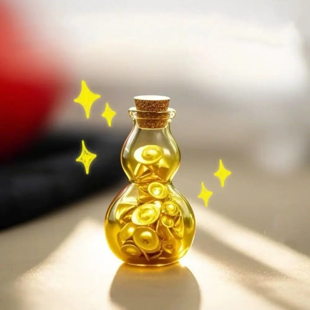 

Durable Transparent Gourd Shaped Gold Bean Bottle Visible Decorative Glass Money Jar Lightweight Mini Money Jar for Home