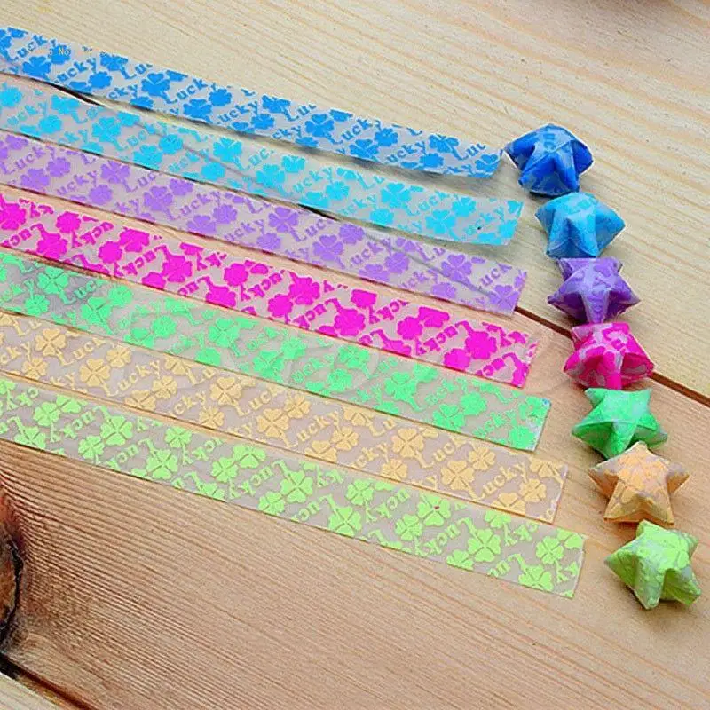 30pcs Luminous Lucky Star Folding Paper Lucky Star Paper Ribbon Dropship