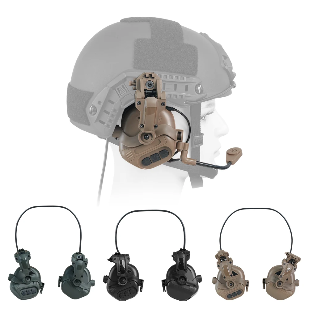 BOOIU Cuffie da tiro tattiche Casco veloce Interfaccia da 3,5 mm Cuffie da pickup Allenamento tattico Comunicazione Paraorecchie uditivo