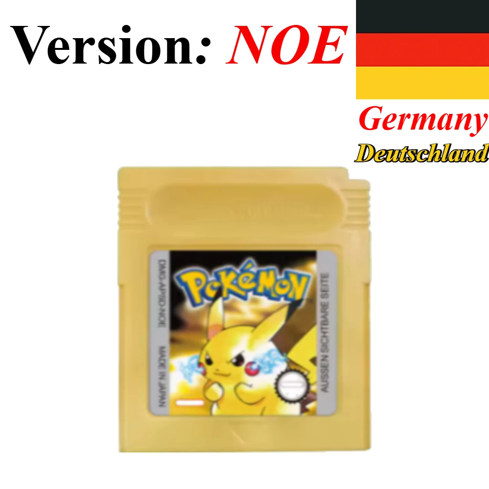7 Stile Pokémon 16-Bit GBC Spielmodule Rot Blau Grün Gold Silber Kristall Gelb Version USA/FRA/NOE/ESP Version Englisch