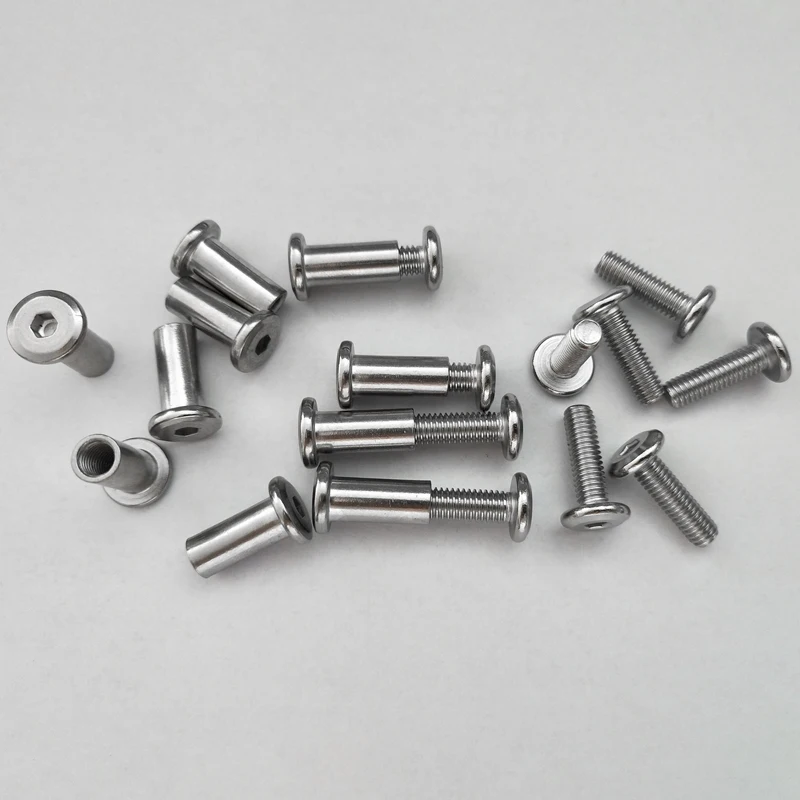 20 Pcs Screw Post Fit For 5/16Inch(8Mm) Hole Dia Male M6x20mm Female M6x18mm Belt Buckle Binding Bolts Leather Fastener