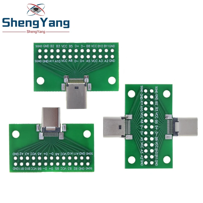TZT Type-C Male to Female USB 3.1 Test PCB Board Adapter Type C 24P 2.54mm Connector Socket For Data Line Wire Cable Transfer image 4