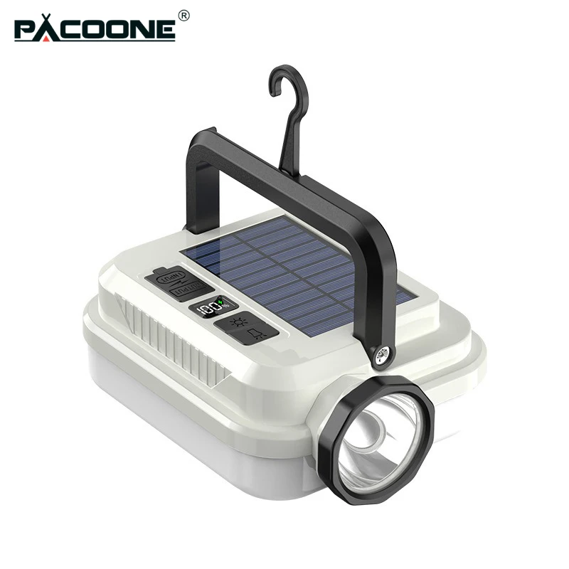 PACOONE Multifunctional Camping Lamp LED Work Light Solar Charging Outdoor Super Long Lasting Emergency Light For Camping Hiking