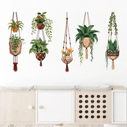 1Pc Watercolor Potted Plant Furniture Wall Sticker Home Decoration Bedroom Kids Room Decor Living Room Wall Decals Essentials