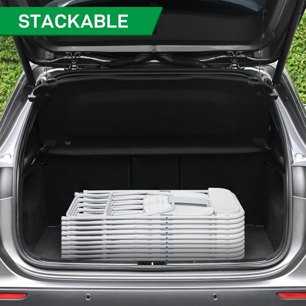 10 عبوات من كراسي الحفلات البلاستيكية البيضاء القابلة للطي، كراسي مناسبات تجارية خفيفة الوزن لمكتب الزفاف والكنيسة المدرسية، 350 رطلًا #6