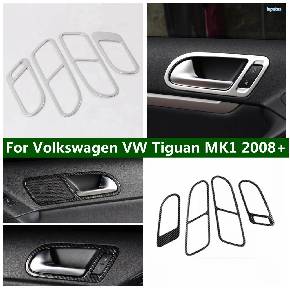 문짝 풀 도어 노브 핸들 캐치 볼 장식 프레임 커버 트림, 폭스바겐 VW 티구안 MK1 2008 - 2015 무광 자동차 액세서리