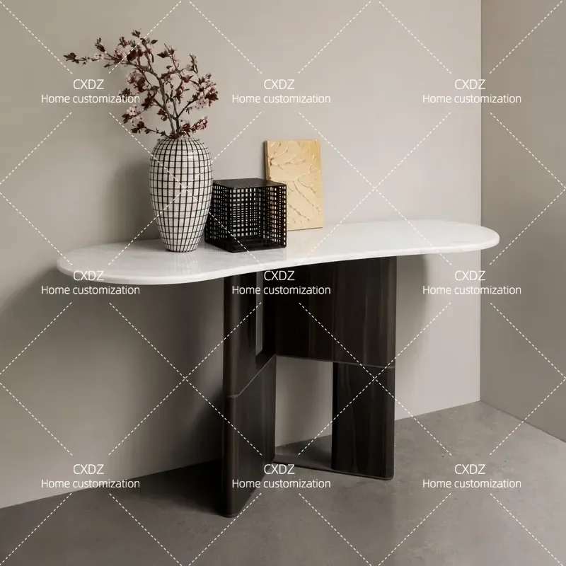Wabi Sandy Wind Paint Entrance Cabinet Creative Rock Slab Entryway Console Table Modern Simple View Table Decorative Storage
