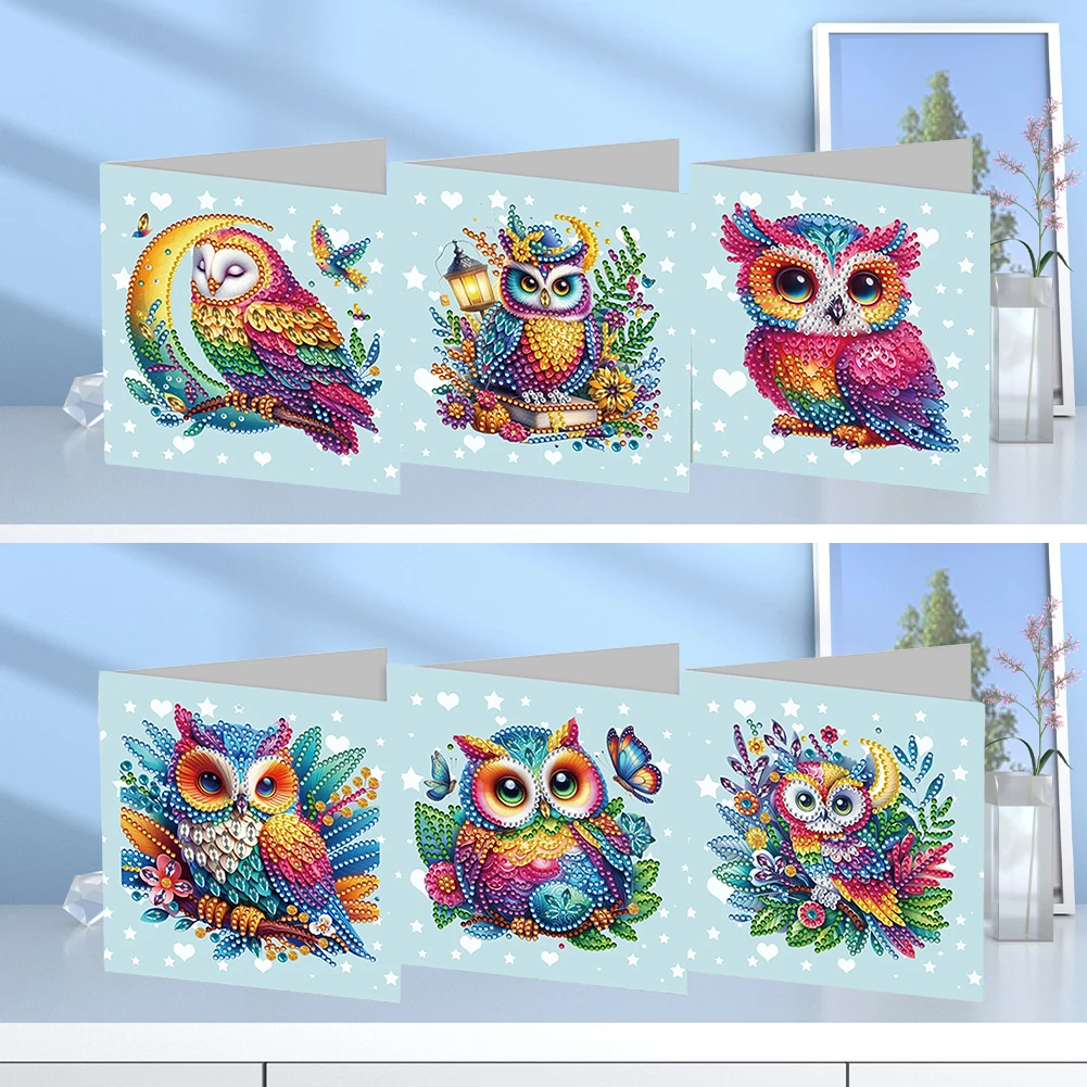 

6Pcs Christmas Decoration Animal Flower DIY 5D Full Round Drill Diamond Painting Card Handmade Wish Card Kit Birthday Gifts 2024