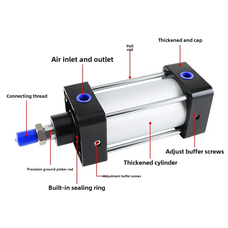 Heavy duty standard iron and aluminum cylinder large thrust long stroke QGB63/80/100/125/150-50/200