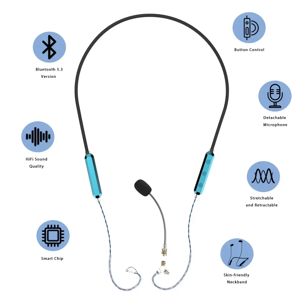 Imagem -03 - Kinera-skysoar Cabo de Fone de Ouvido Bluetooth Neckband V5.3 Boom Destacável Microfone Headconjunto Jogos Transmissão ao Vivo Chamadas Iems