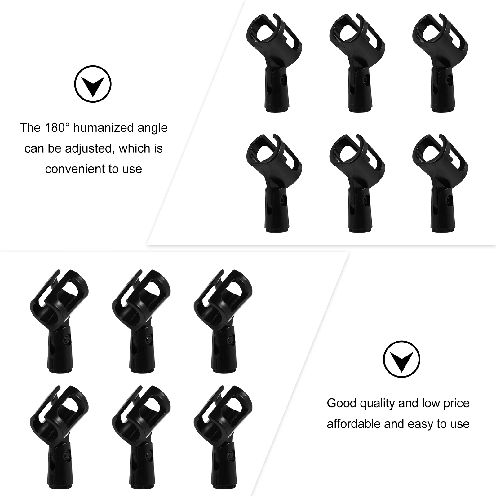 

6 pcs H-Shaped Clip 2.5-3.8cm Portable Holder Black Plastic Portable Microphone Holder Lifter For Conference Use