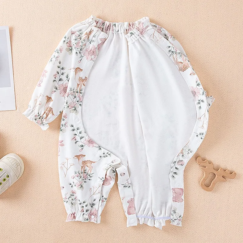 All Seasons Daily Baby Girl Romper Long Sleeve Print Floral Jumpsuit for Newborn-9M